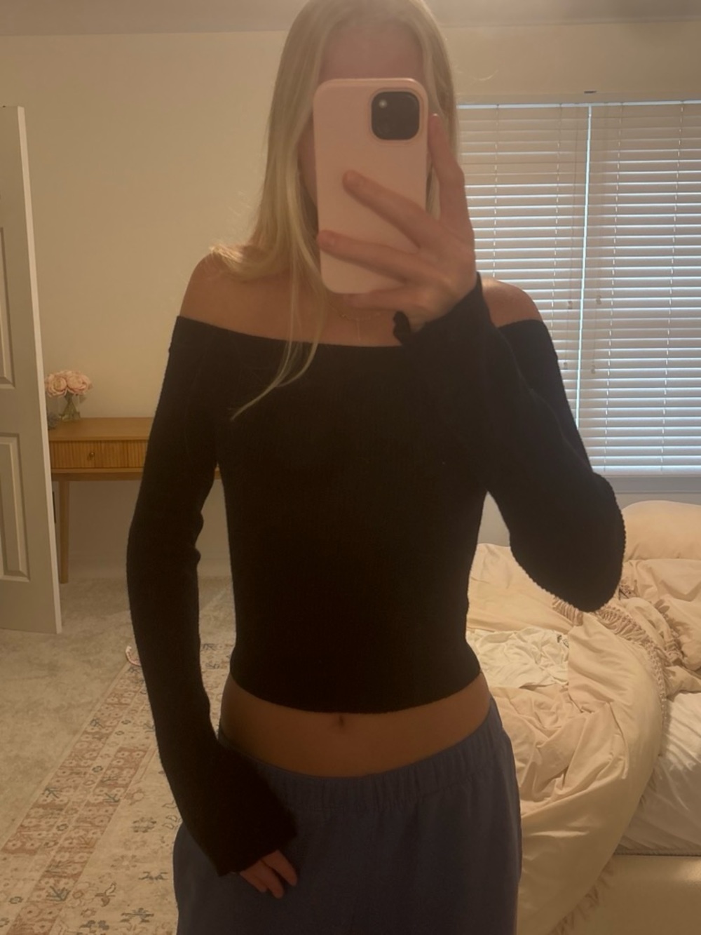 PacSun Black Off-the-Shoulder Long Sleeve Top